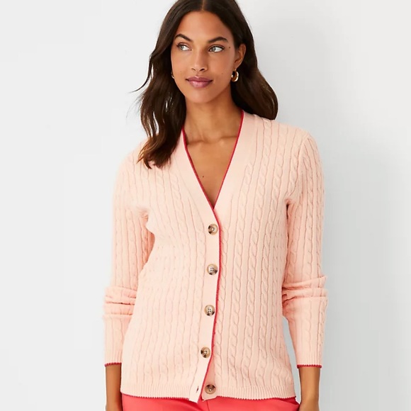 Ann Taylor Sweaters - Tipped Cable Boyfriend Cardigan